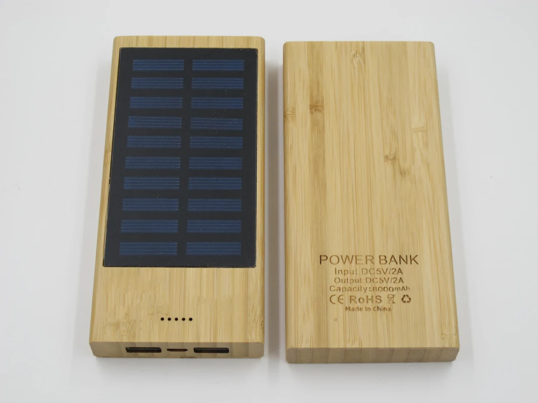 8000mAh 10000mAh Solar Bamboo Power Bank