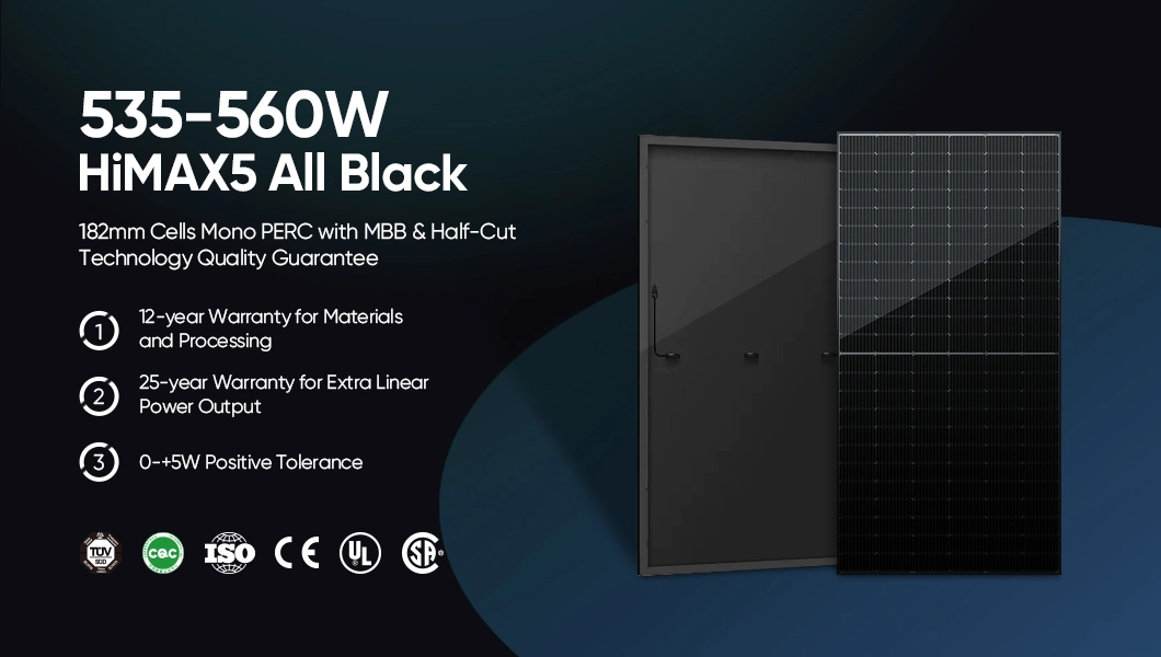 Fashionable Design Mono 400W 455W 550W 600W Full Black Solar Panel with Mc4 Connectors