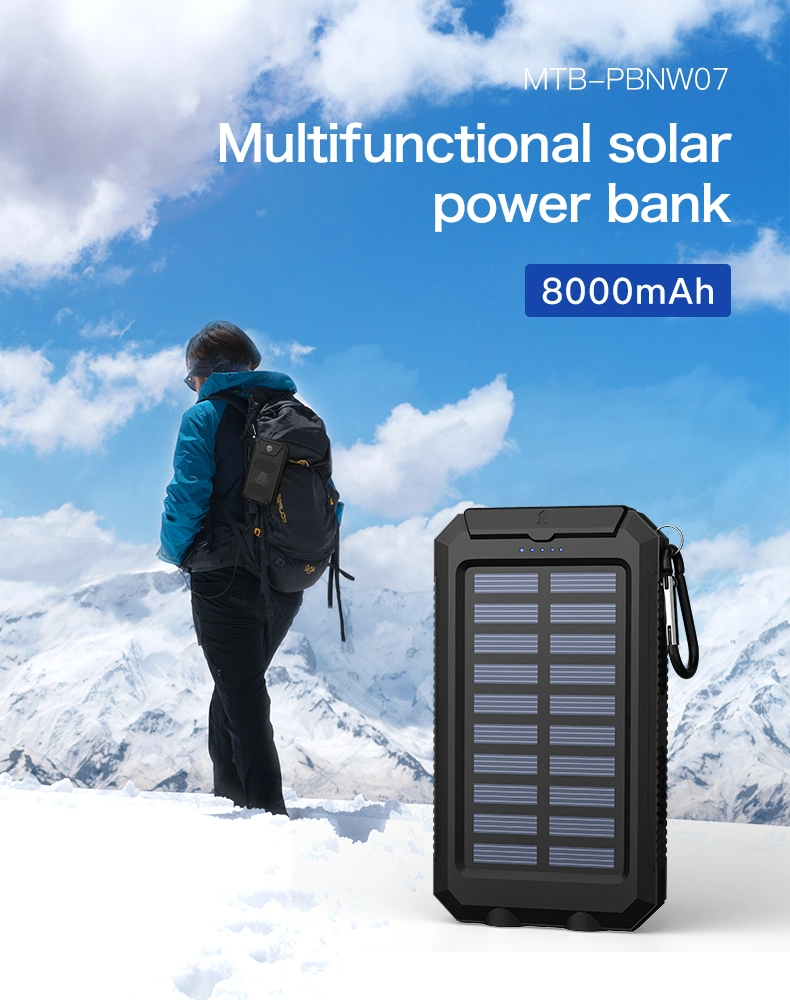 Mietubl Solar Battery 8000mAh Portable Power Bank with LED Light