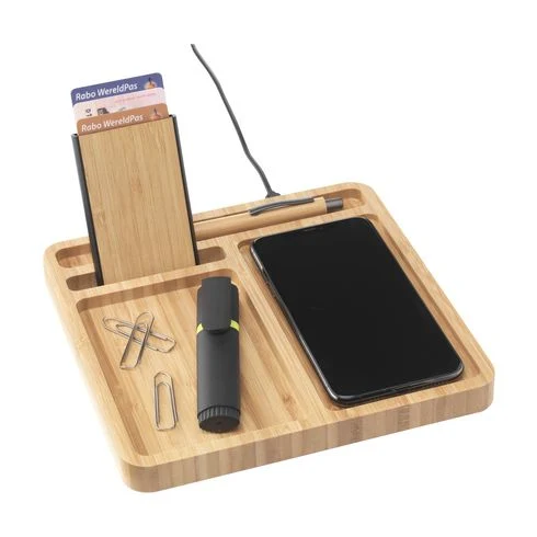 Bamboo Organizer Charging, Eco Wireless Charger, Bamboo Wireless Charging