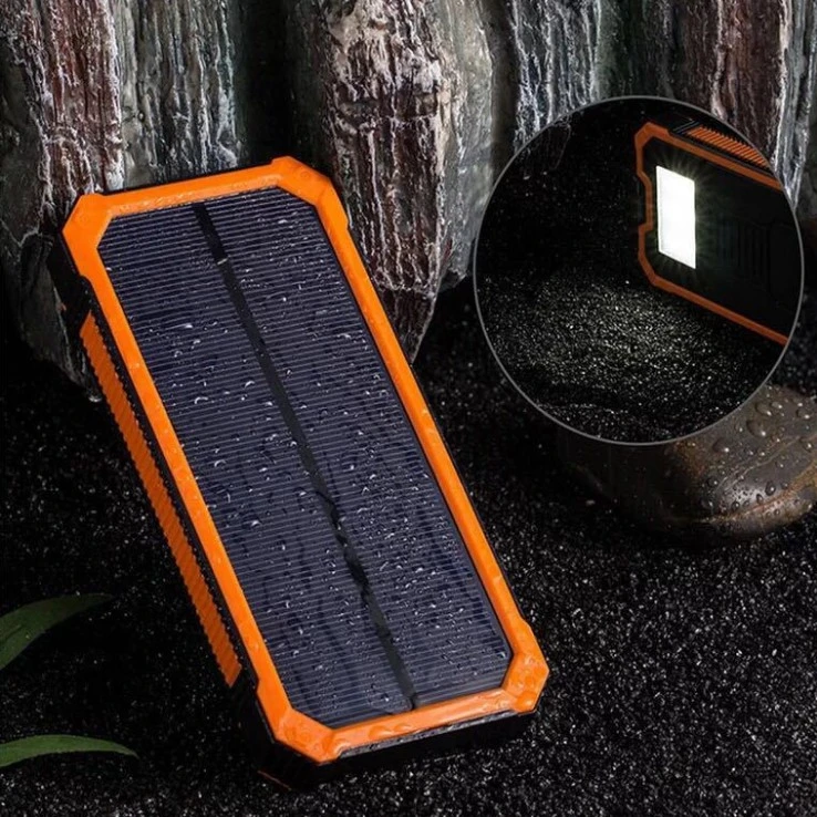 100% Full Charging by Sunlight Foldable Waterproof Solar Power Bank 10000mAh Portable Solar Charger with LED Light
