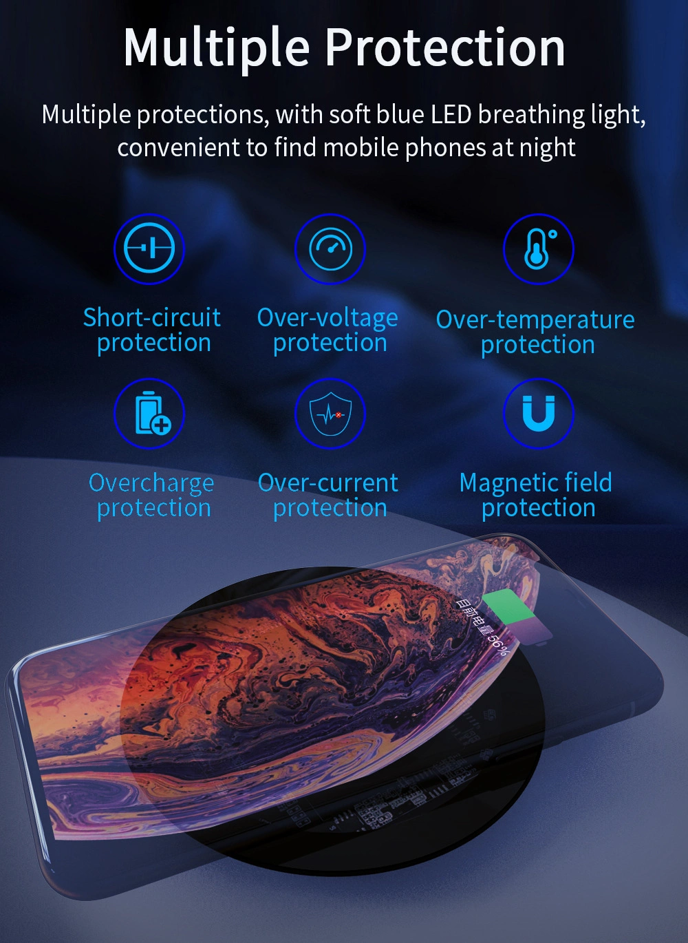 Cyberpunk Style Transparent 10W Qi Standard Wireless Charger for Mobile Phone