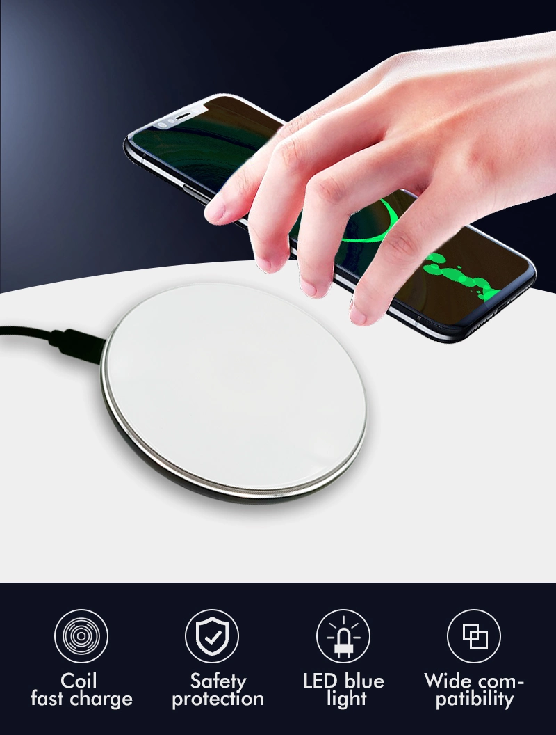 Office Quick Black 10W Super Light Smartphone Mobile Phone Charging Station Wireless Sublimation DIY Charger Pad