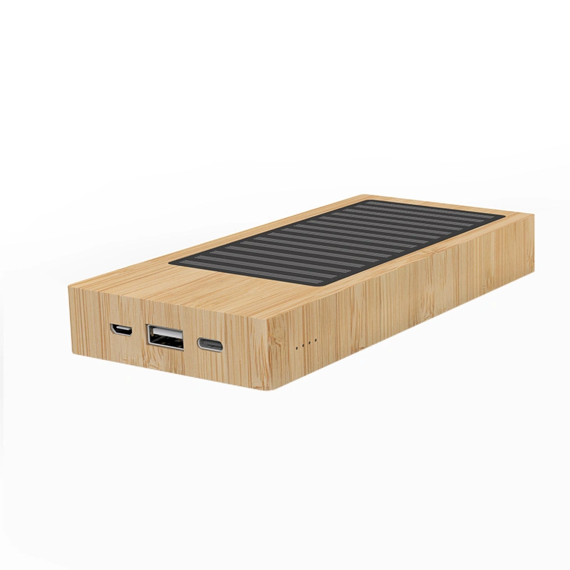 Mobile Accessories Micro USB Type-C Bamboo Wood 8000mAh Solar Power Bank