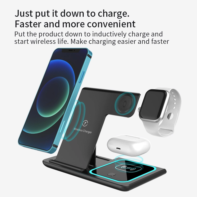 3 in 1 15W 10W Fast Charge Wireless Charger Stand Holder Wireless Charging Multifuncion Station Support Apple Products