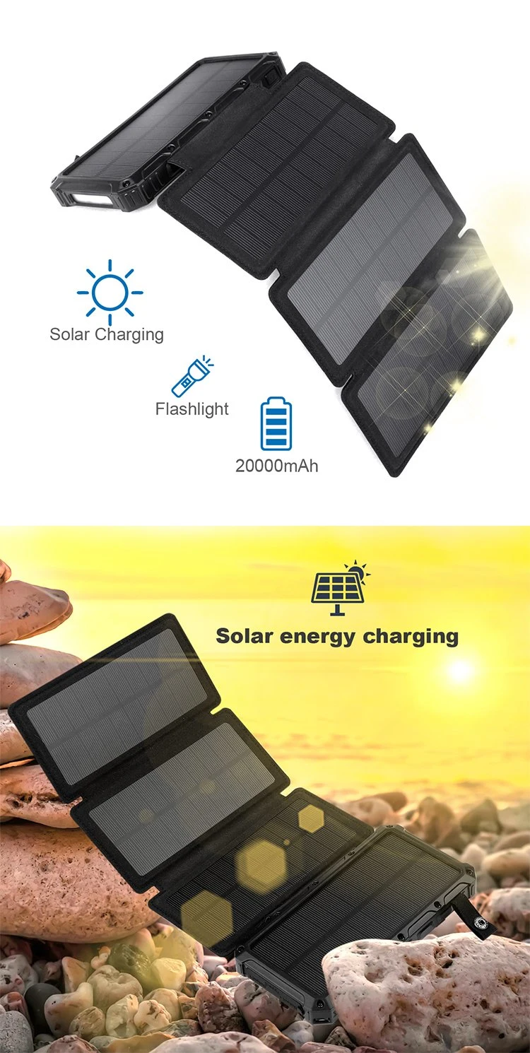 Large Stock Best Price Power Bank Outdoor Charging Folding Solar Panel 8000mAh Solar Power Bank