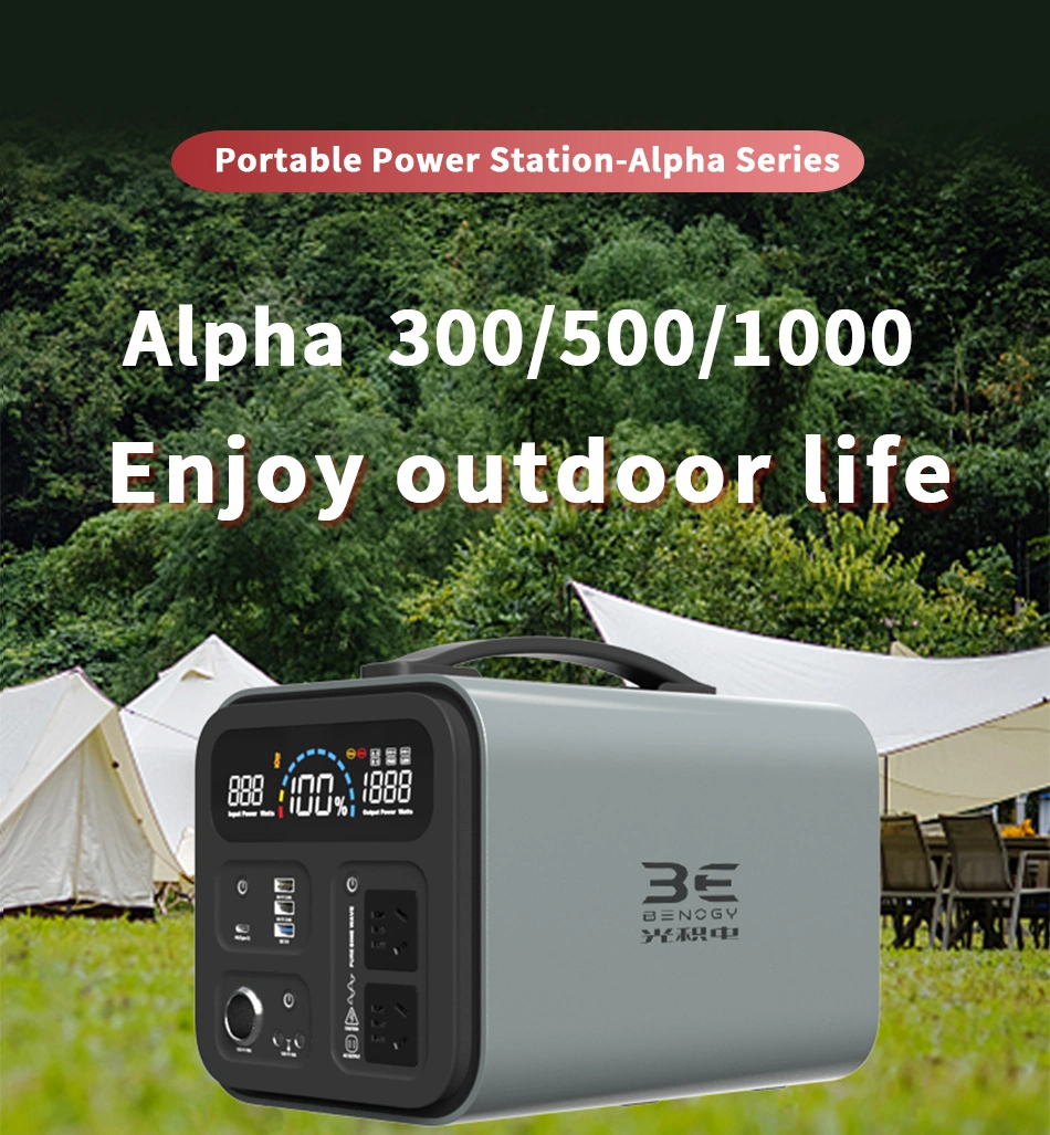 Outdoor High Capacity Storage Lithium Battery Backup UPS Type C Mobile Phone Laptop Charger Solar USB Portable Power Bank 1000W With AC Outlet For Camping Car