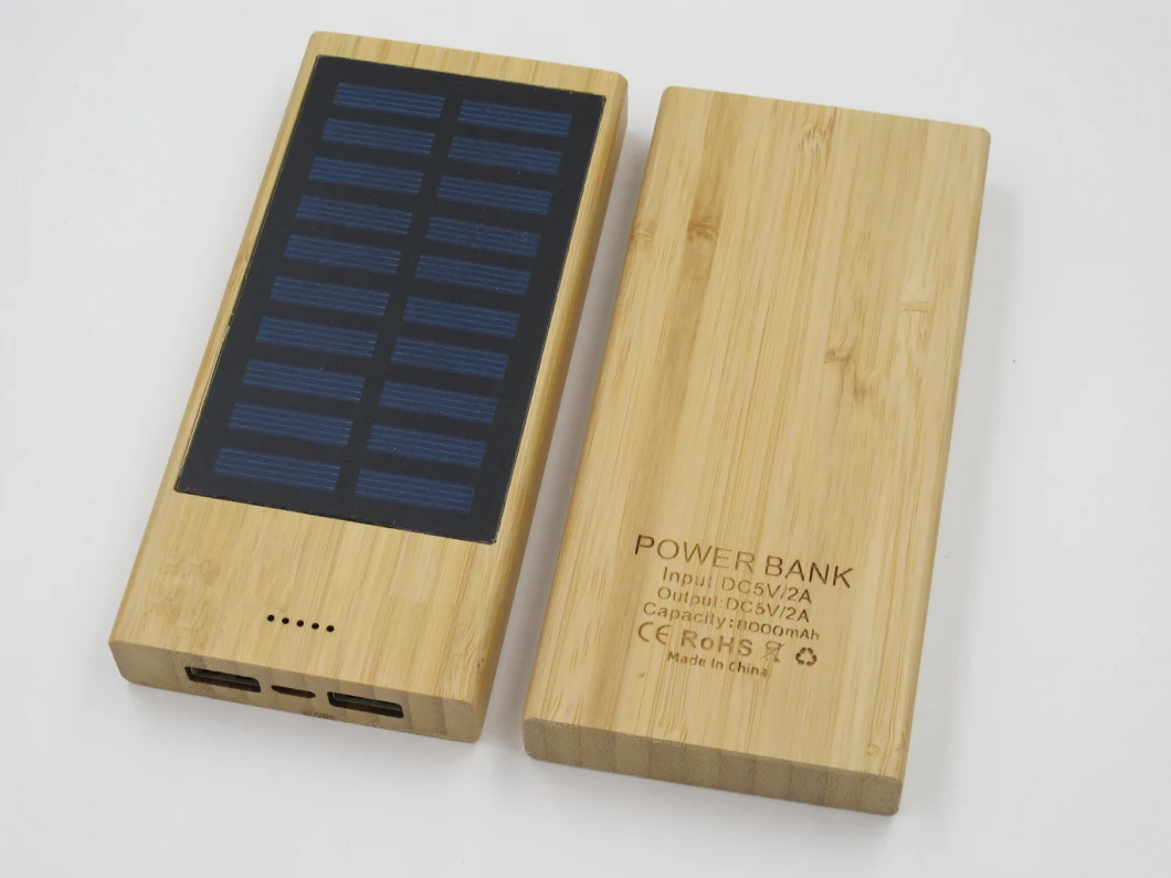 8000mAh 10000mAh Solar Bamboo Power Bank