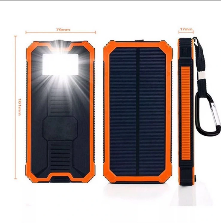 100% Full Charging by Sunlight Foldable Waterproof Solar Power Bank 10000mAh Portable Solar Charger with LED Light