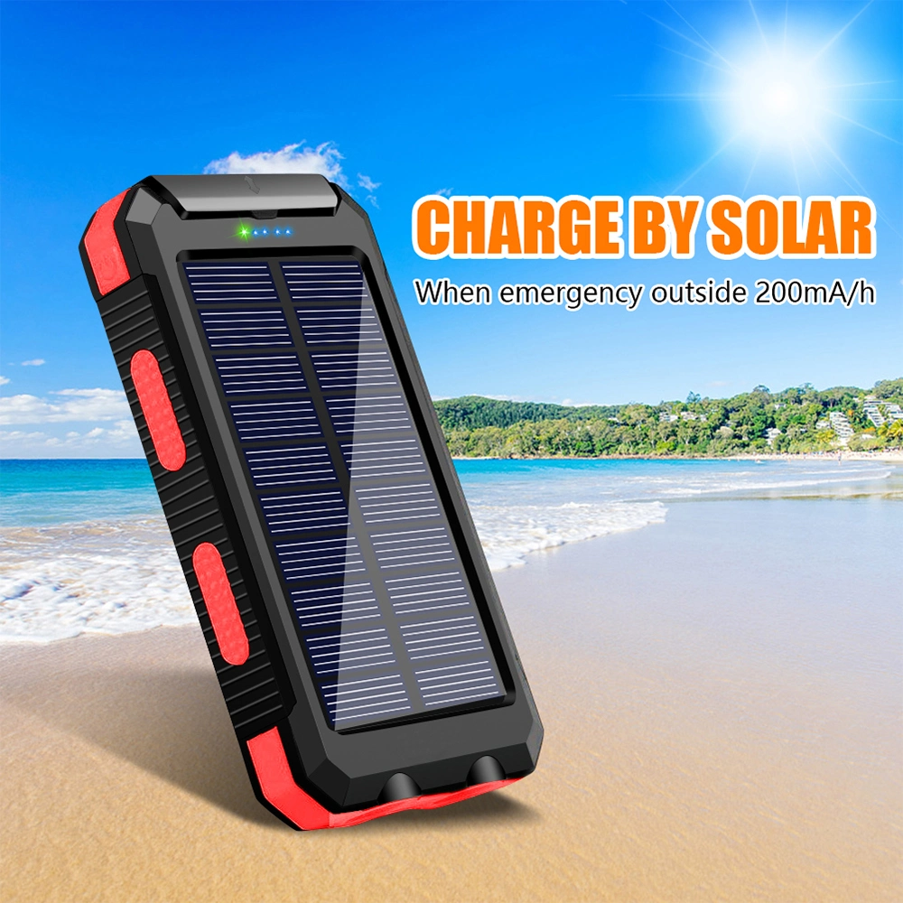 Factory Wholesale Portable Solar Power Banks 5000mAh 20000mAh Waterproof Dual LED Flashlights Solar Charger Power Bank