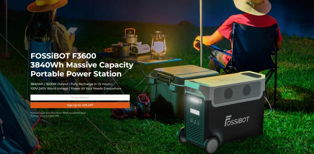 Fossibot Waterproof 3600W 3500 Cycling Fast Charging Portable Power Station for Emergency Indoor/Outdoor