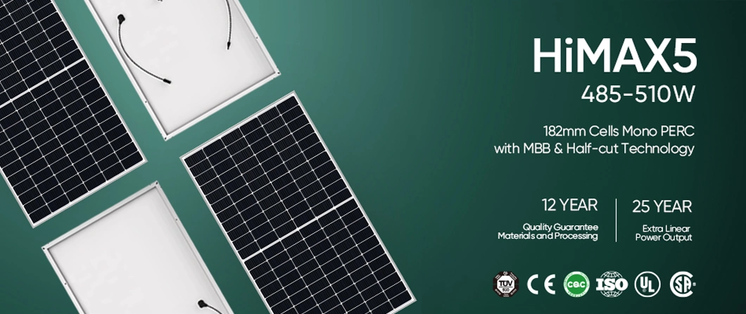 Sunpal Grade a 485 490 495 500 505 510W Thin Solar Panel for Roof with Mbb &amp; Half-Cut Technology