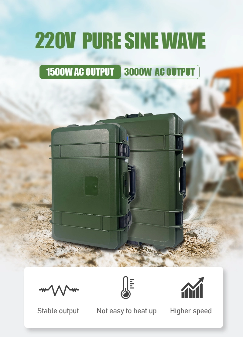 Outdoor 1500W 2560wh Portable Power Station with Pull Rod and Wheels 3000W 3840wh Indoor Emergency Backup Power Supply Station